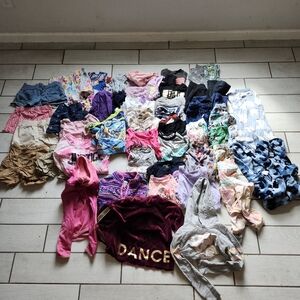 Girls Clothing LOT Over 35 Pieces Shorts Shirts Pants Onesies Hoodies Baby+Girl
